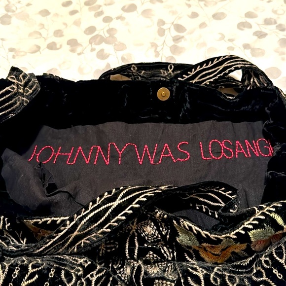 Johnny Was Flores Velvet Tote. Black with multicolored embroidery. NWT - Picture 8 of 12
